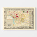 Vintage Map of Tokyo, Japan 1881