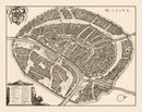 Vintage Map of Moscow, Russia 1646