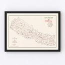 Vintage Map of Nepal 1969