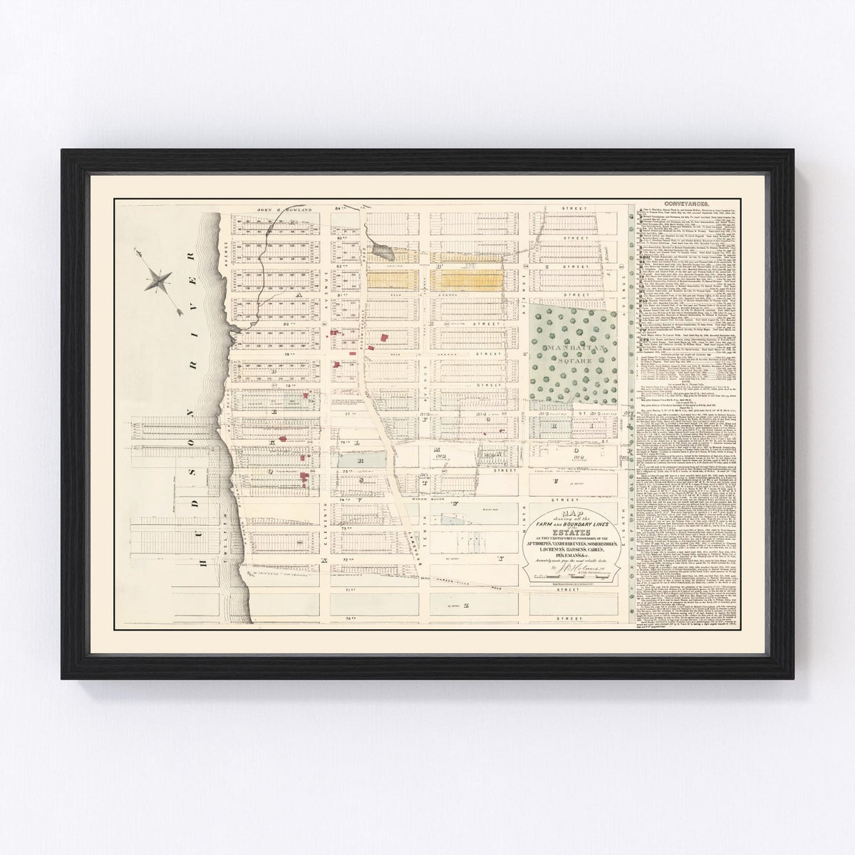 Vintage Upper West Side Manhattan Map 1874