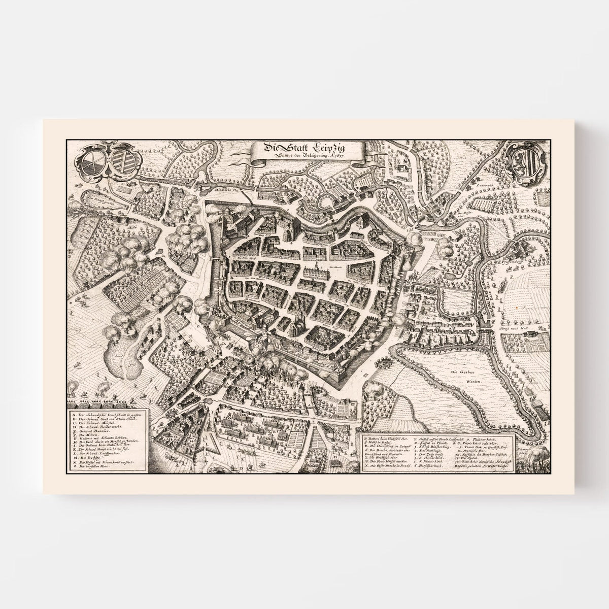 Vintage Map of Leipzig, Germany 1637, photo 4 of 5