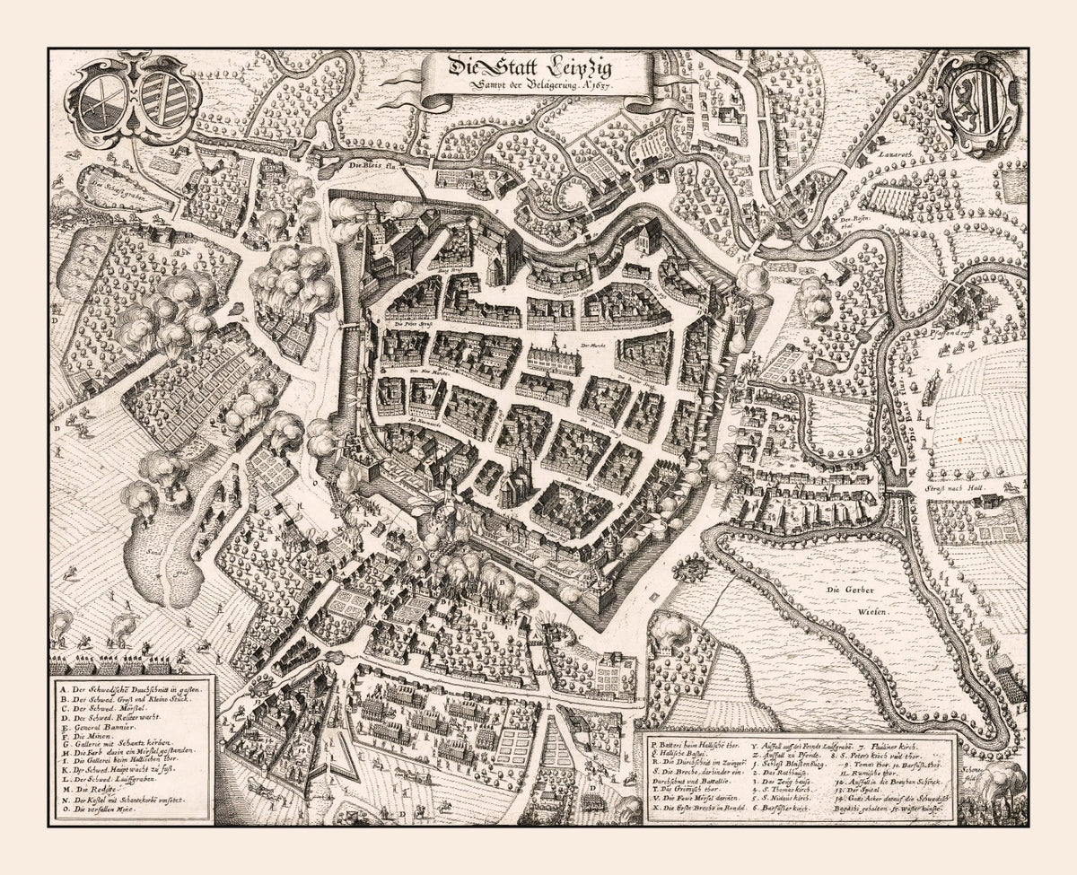 Vintage Map of Leipzig, Germany 1637, photo 5 of 5