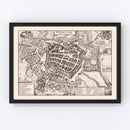 Vintage Map of Leipzig, Germany 1637