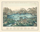 Vintage Lakes of Killarney Ireland Map 1867