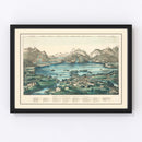 Vintage Lakes of Killarney Ireland Map 1867