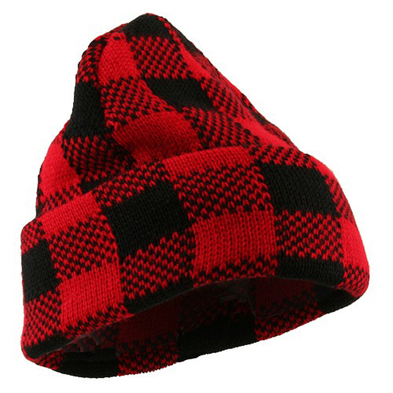 Buffalo Plaid Cuff Beanie Hat