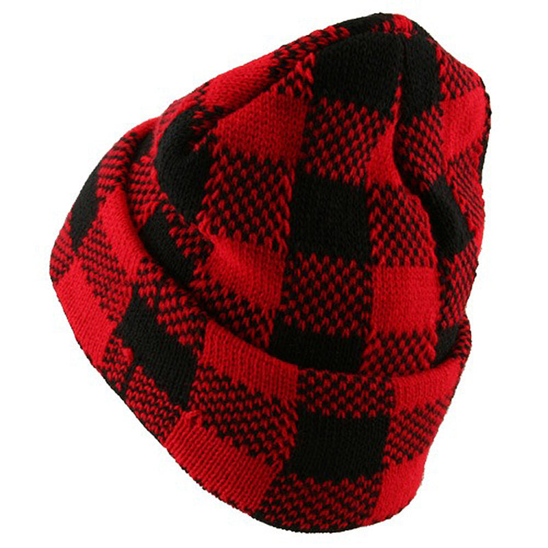 Buffalo Plaid Cuff Beanie Hat