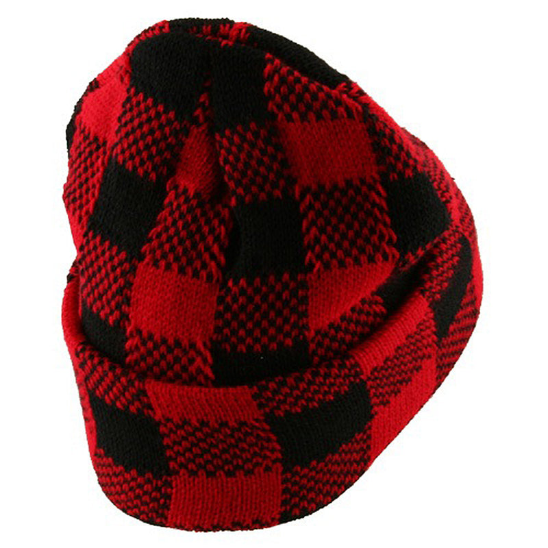Buffalo Plaid Cuff Beanie Hat