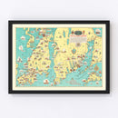 Vintage Rhode Island & Massachusetts Map 1933