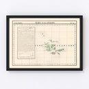 Vintage Galapagos Islands Map 1827