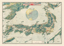 Vintage Birds Eye View Railroad Map of Japan 1920