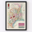Vintage Map of Tokyo, Japan 1887