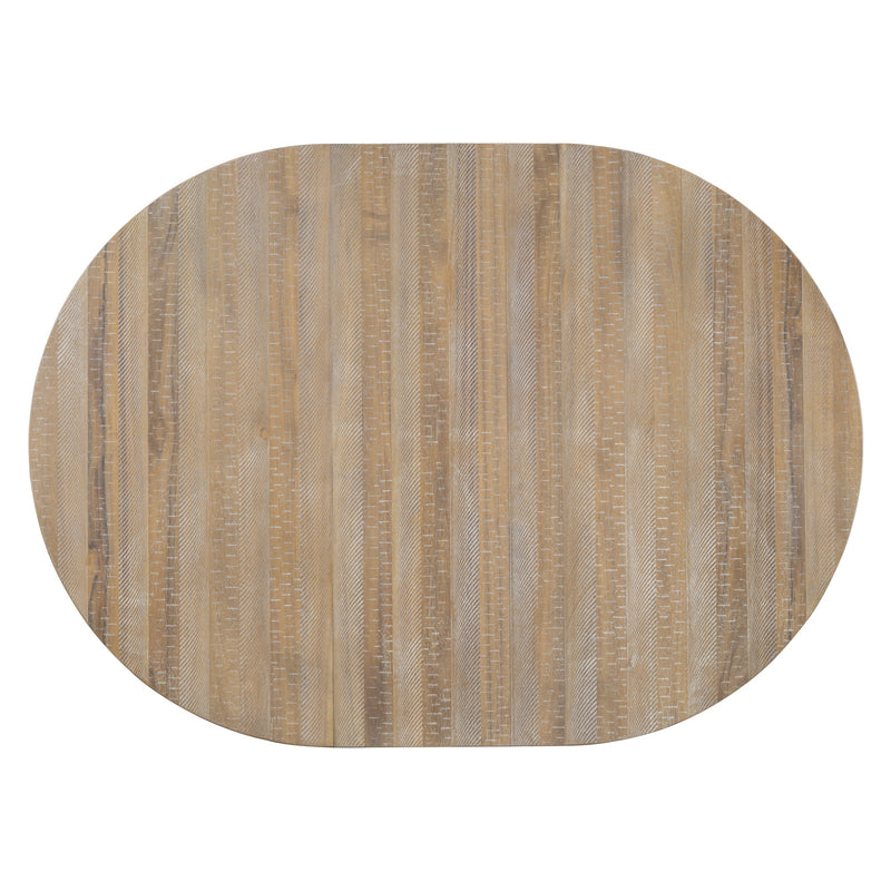 5-Piece Retro Functional Dining Set with Extendable Round Table with Removable Middle Leaf and 4 Upholstered Chairs for Dining Room and Living Room (Natural Wood Wash)