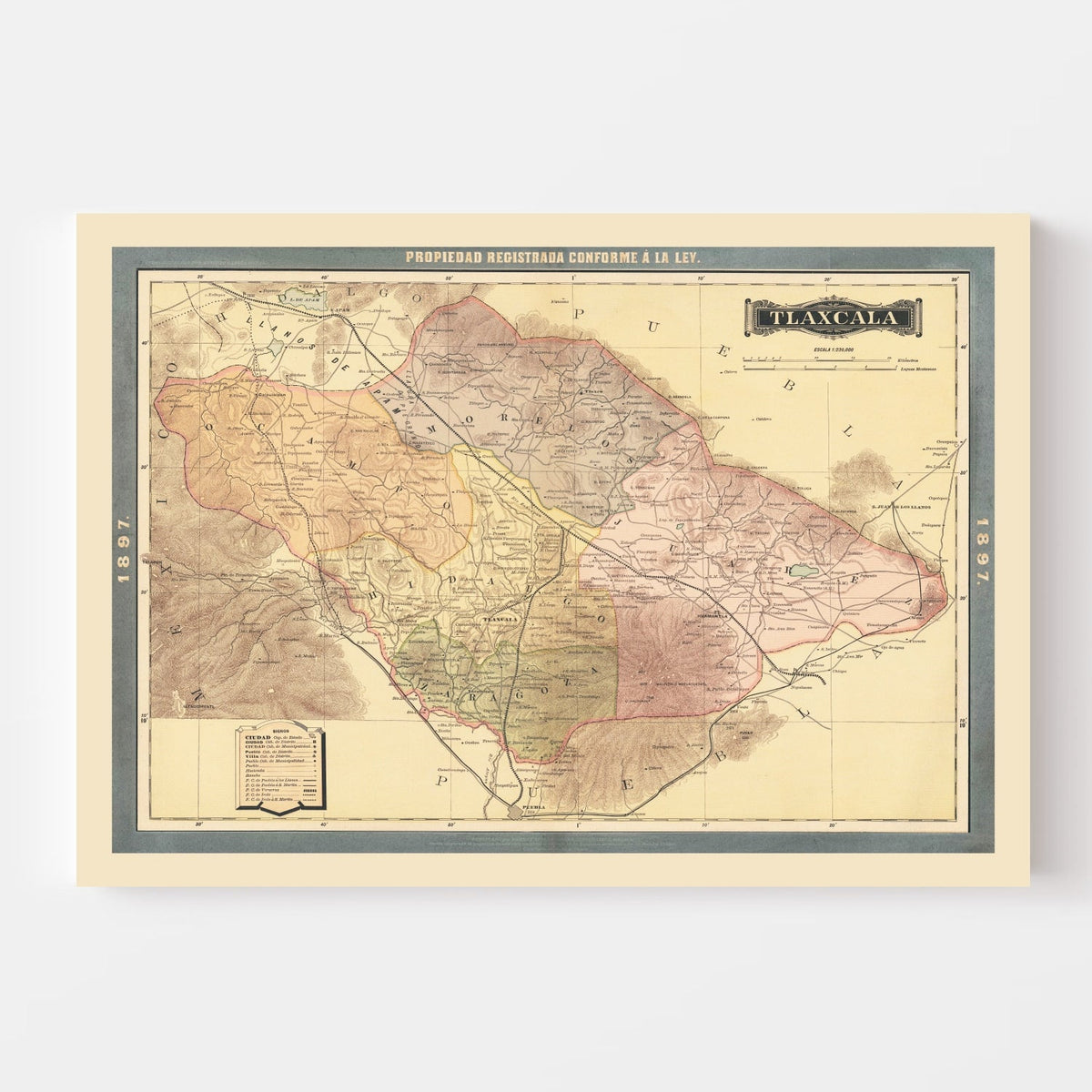 Vintage Tiaxcala, Mexico Map 1897, photo 4 of 5