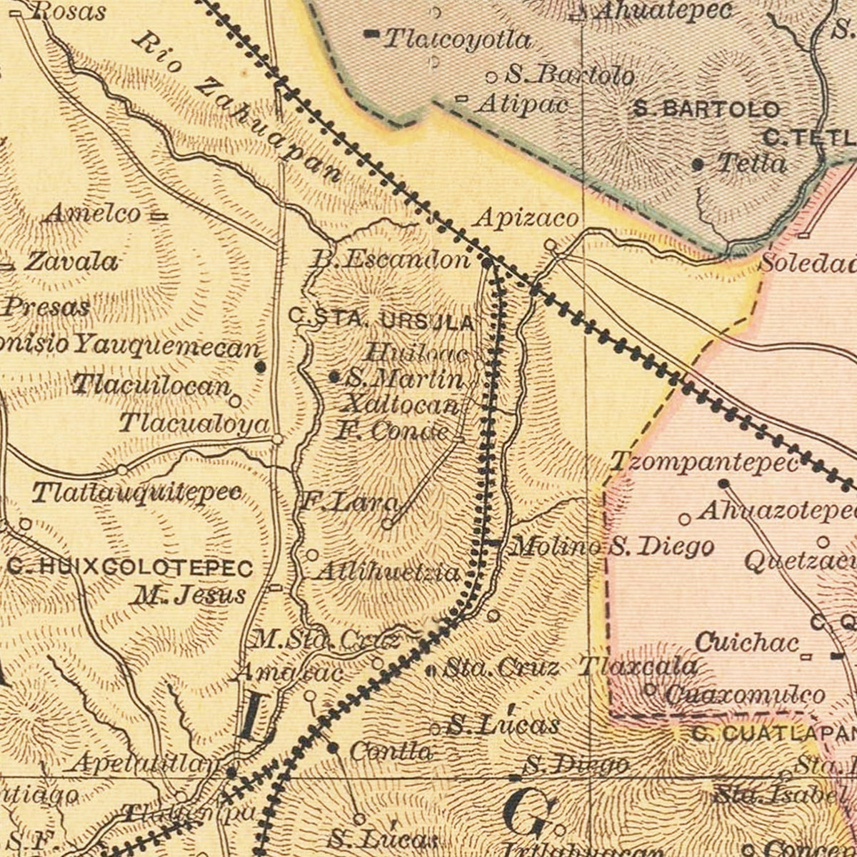 Vintage Tiaxcala, Mexico Map 1897, photo 2 of 5
