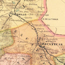 Vintage Zacatecas, Mexico Map 1897