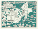 Vintage Pictorial Map of Cape Ann 1947