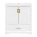 Bathroom Vanity With Sink, 1 Divided Drawer And 2 Soft Close Doors With Double Shelf