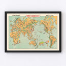 Vintage Japanese Manga Pictorial Map 1933