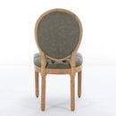 French Style Solid Wood Frame Antique Painting, Hand-Pulled Buckle Decoration Artificial Dining Chair With Nailhead Trim, Wood Legs by HouseOfZazla