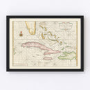 Vintage Bahamas Map 1737
