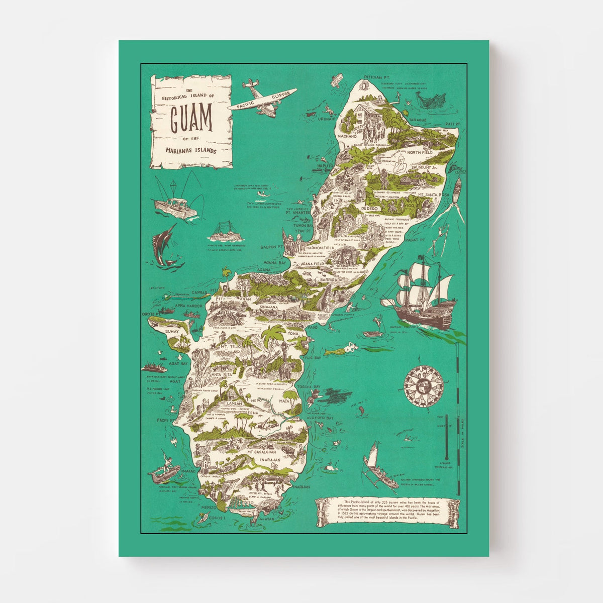 Vintage Guam Map 1958, photo 4 of 5