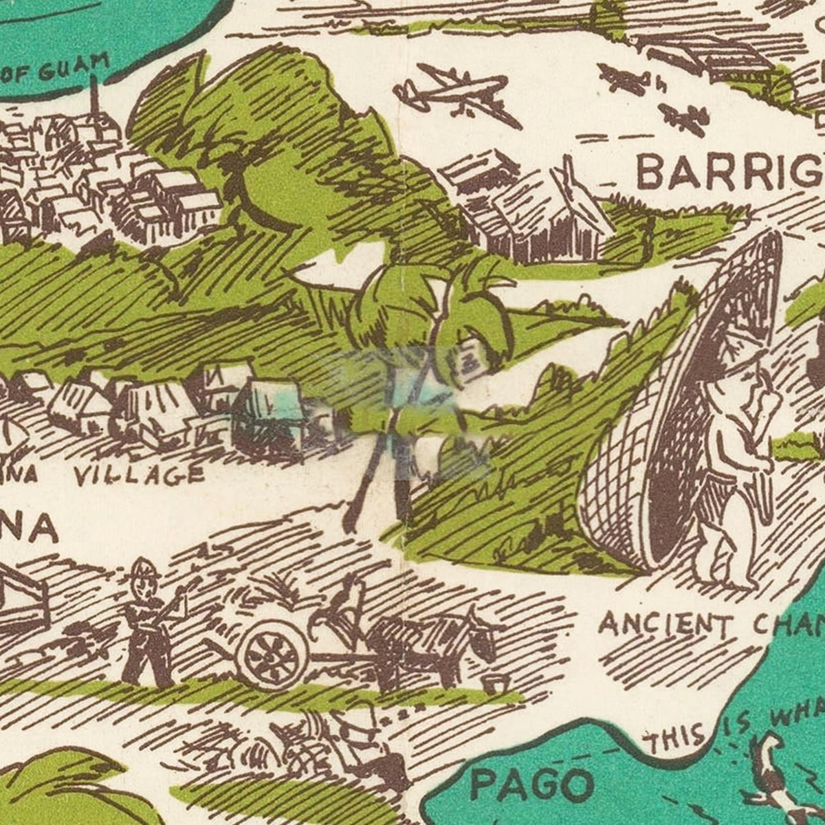 Vintage Guam Map 1958, photo 2 of 5