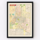 Vintage Map of Taipei, Taiwan 1957