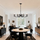 8-Light Farmhouse Chandelier, Black Metal