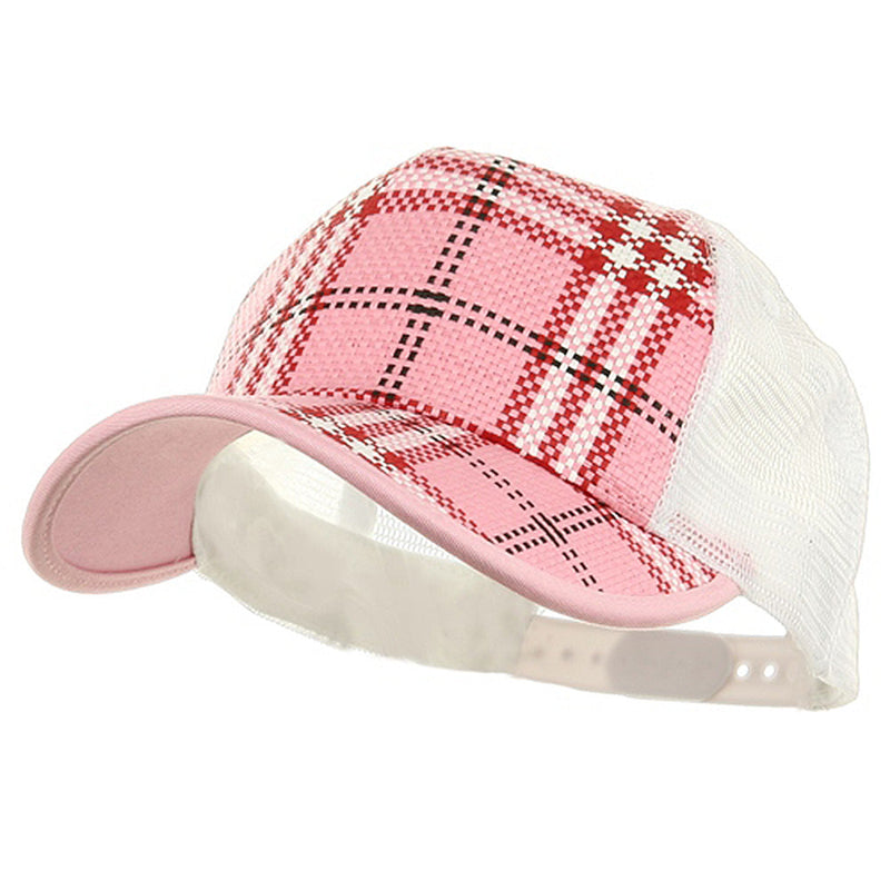 Plaid Straw Trucker Caps