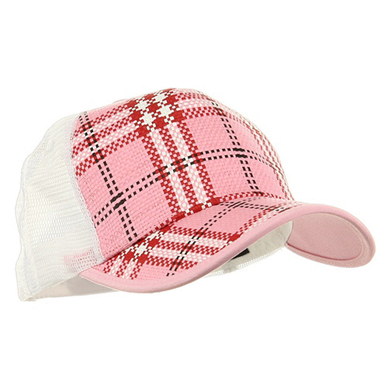 Plaid Straw Trucker Caps