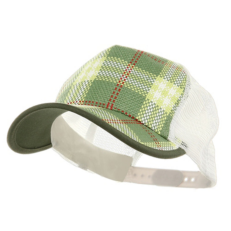 Plaid Straw Trucker Caps