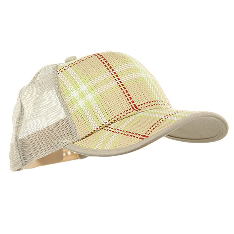 Plaid Straw Trucker Caps