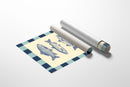 Vintage Fish Quartet on Checkerboard Blue
