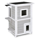 2-Story Wooden Cat House with Escape Door Rainproof by DirectDeals