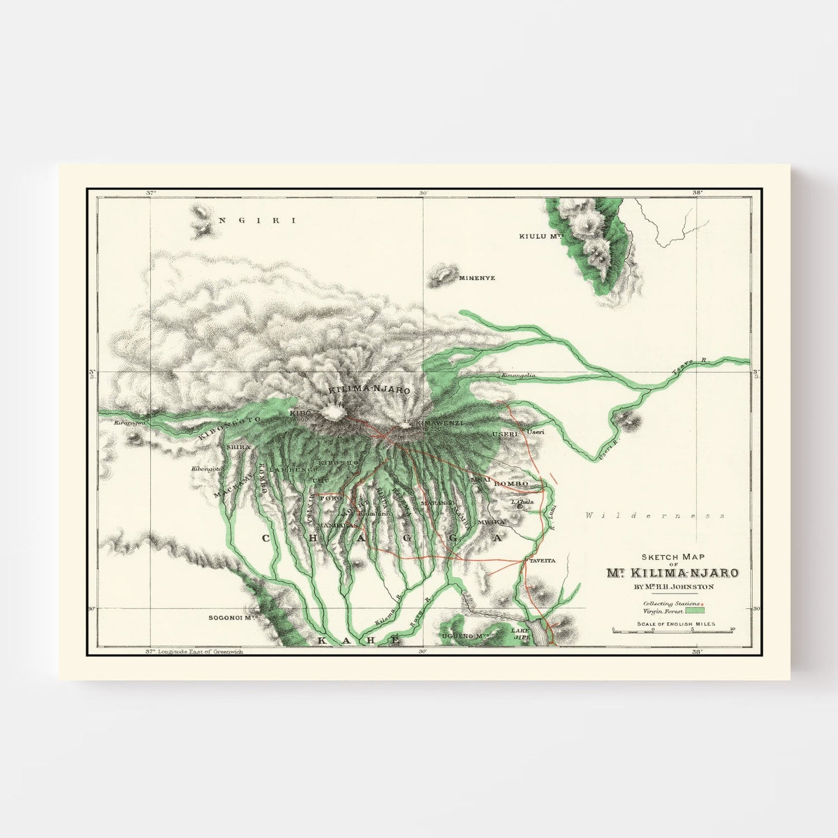 Vintage Mount Kilimanjaro Map 1885, photo 4 of 5