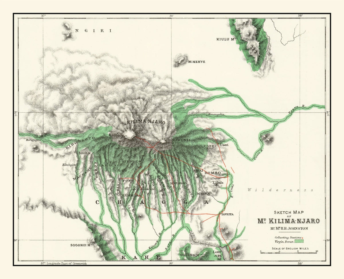 Vintage Mount Kilimanjaro Map 1885, photo 5 of 5