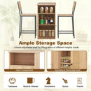 3-Piece Bar Table and Chairs Set with Storage Shelves and Footrests-Natural by DirectDeals