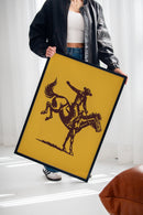 Vintage Rodeo Cowboy Silhouette Print