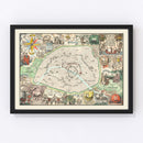 Vintage Map of Paris, France 1937