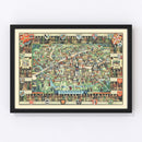 Vintage Map of Cambridge, England 1948
