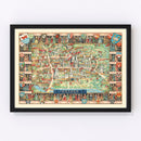 Vintage Map of Oxford, England 1948