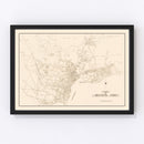 Vintage Map of Singapore City, Singapore 1930