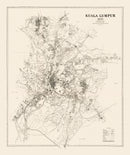 Vintage Map of Kuala Lumpur, Malaysia 1936