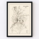Vintage Map of Kuala Lumpur, Malaysia 1936
