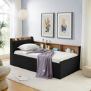 Upholstered Daybed With Storage Headboard, Wireless Charging, LED Lights by HouseOfZazla