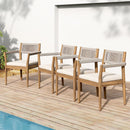 Patio Set Outdoor Acacia Wood Furniture Sets - Braided Dining Chairs and Patio Dining Table