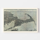 Vintage Cape Cod Birds Eye View Map 1915