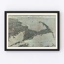 Vintage Cape Cod Birds Eye View Map 1915