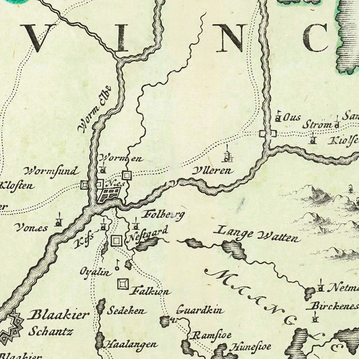 Vintage Akershus, Norway Map 1729, photo 2 of 5
